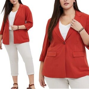 Torrid Studio Crepe Button Front Burnt Orange Blazer Size 2X
